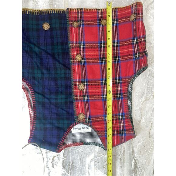 VTG 80s 90s Large Sharon Young Christmas Plaid Tartan Vest Houndstooth - Picture 3 of 7